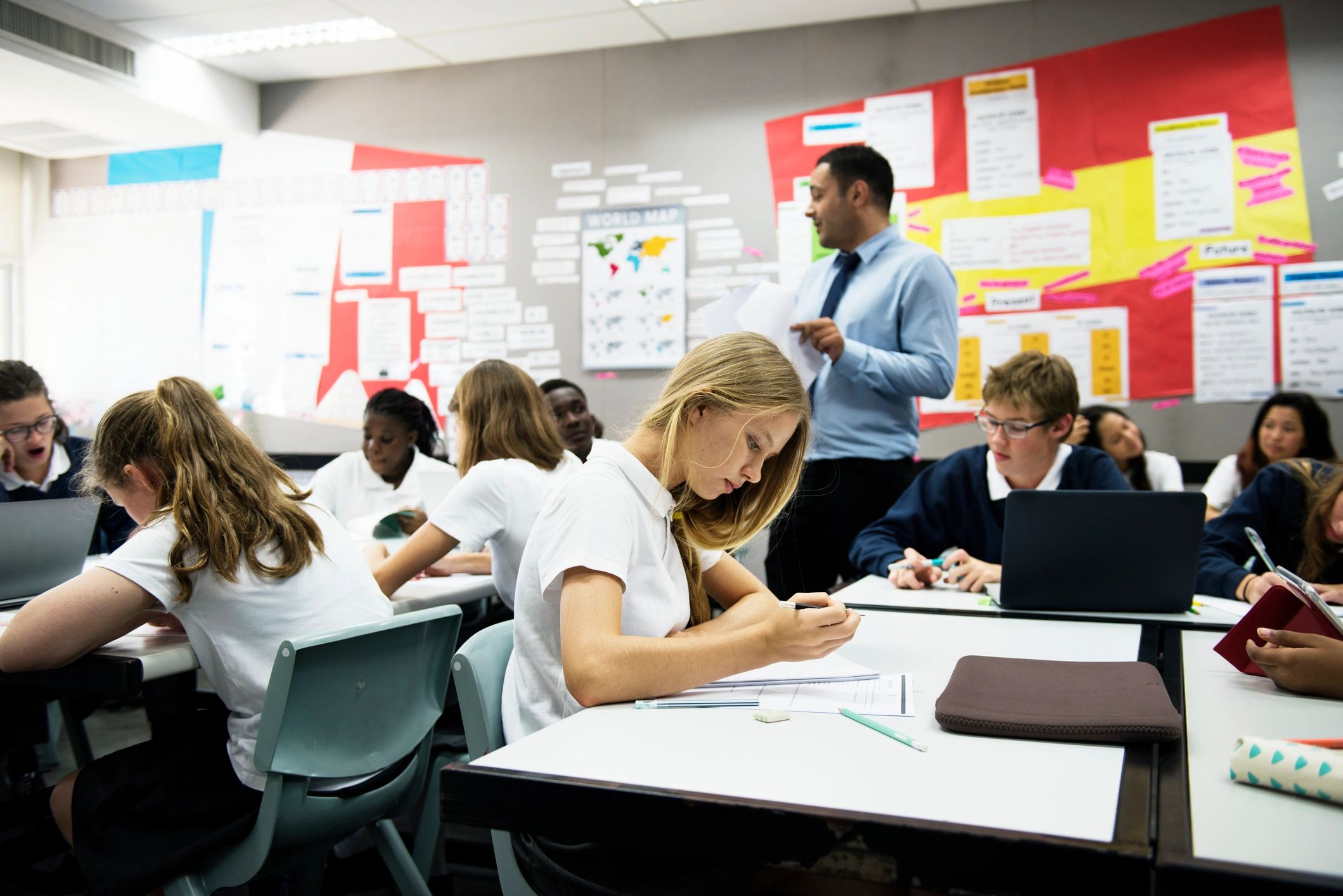 Students learning together in a classroom