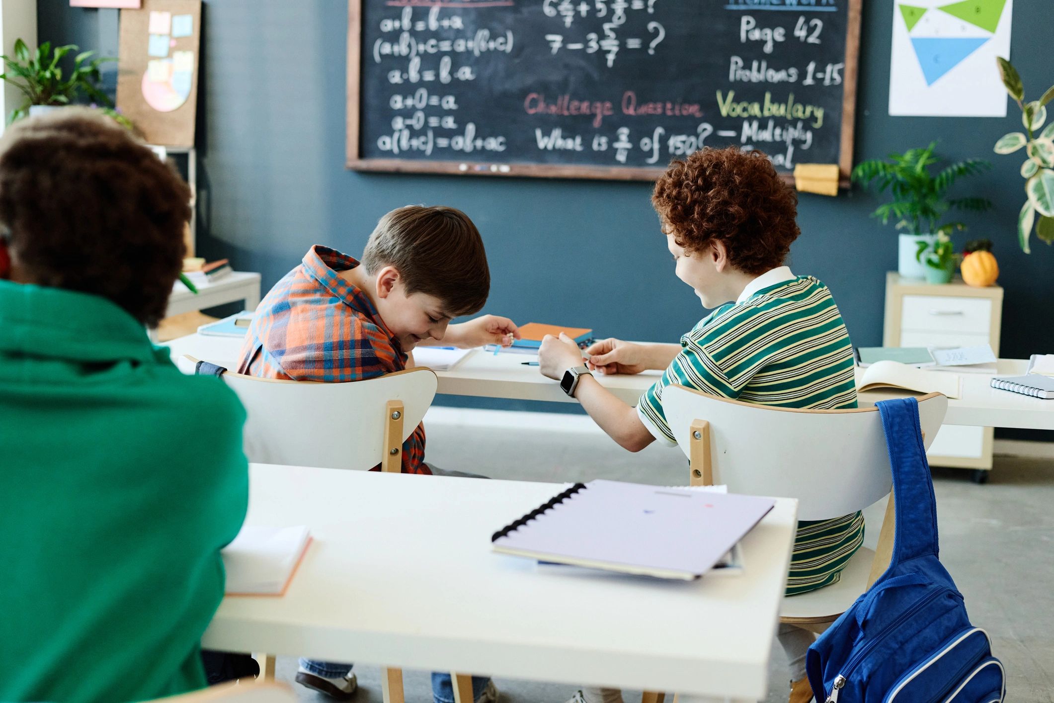 Students collaborating in a classroom